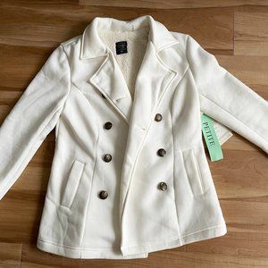 Ivory Cavalini Peacoat, Size Petite M, Sherpa Lined